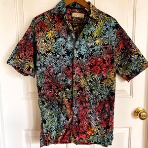 Island Republic Men's Button Front Hawaiian Camp Shirt Small Tropical Leaves